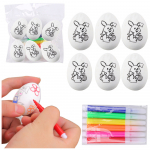 Easter Styrofoam Eggs For Painting Markers Pattern Rabbit B 6pcs