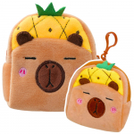 Plush Wallet with Keychain Capybara Pineapple Yellow 9.5 x 8 cm