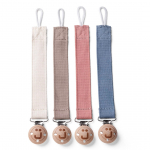 Pacifier with cord and wooden clip Eco rose
