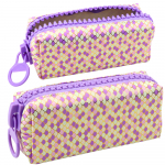 School Pencil Case Organizer Mermaid Scales Pattern Large Purple Zipper 21x8cm