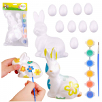 Easter Set Styrofoam Eggs 9pcs Bunny Figurine Paints
