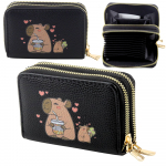 Two-compartment wallet with card compartments Kapybara Black 12.5 x 8.5cm