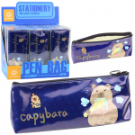 School Pencil Case Kit Capybara Brushing Teeth Navy Blue 20 x 8.5 x 4 cm