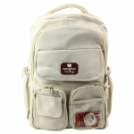 Urban School Backpack Capybara Keychain Badges Beige Cream 25L 42cm