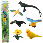 Set of Mini Figurines Exotic Birds Hibiscus Yellow 4-11cm 6pcs