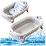 Baby Bathtub With Thermometer Foldable Mattress Stars Gray