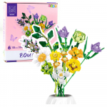 Construction Blocks Decorative Bouquet of Colorful Flowers 925 pcs.