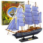 Collectible Model Decorative Sailing Ship White and Blue 33x31cm