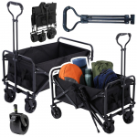 Foldable Garden Beach Transport Cart Black 120L