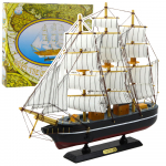 Collectible Model Decorative Three-masted Sailing Ship Black 39x36cm