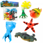 Set of Figures Sea Animals Crab Starfish Squid Ammonite 5pcs.