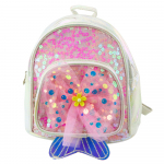 Children's Backpack Sequins Tulle Bow White 20cm 3.8L