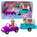 Ankiki Doll Set Convertible Car with Trailer and Horse