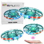 RC Hand Controlled UFO Drone LED Lights Turquoise