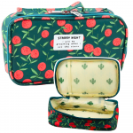 School Pencil Case Organizer Roomy Additional Pocket Cherries Green 21.5cm