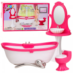 Doll's Bathroom Set: Bathtub, Toilet, Washbasin with Mirror