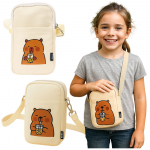 Capybara Shoulder Bag Adjustable Strap White 20 x 14.5 cm