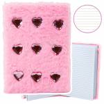 Plush Notebook Notebook Lined Crystal Hearts Pink A5 80 Sheets