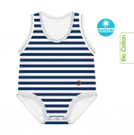 Growing body Bio Cotton Summer 0-36m Indigo stripes