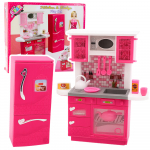 Doll Kitchen Set Fridge Oven Accessories Pink