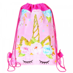 School Shoe Bag Gymnastics Unicorn Flowers Pink 35x27cm
