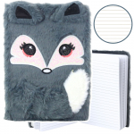 Plush Notebook Notebook Lined Gray Fox A5 80 Sheets