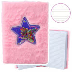 Plush Notebook Notebook Lined Star with Confetti Pink A5 80 Sheets