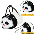 Plush Panda Bag Handles Metal Chain Black White 20cm