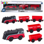 Mini Electric Magnet Train Locomotive 2 Wagons Red