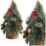 Decorative Christmas Tree on a Trunk Red Rowan Cones 38 x 15 cm