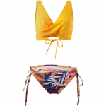Bikiinikomplekt twist-esiosa push-up lilleline - Kollane XXL