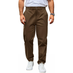 Meeste Regular Fit stretch-chino p&uuml;ksid &ndash; Pruun, 3XL