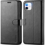 TUCCH iPhone 11 rahakott-&uuml;mbris RFID kaitsega, must