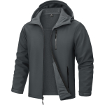 Meeste veekindel ja soe softshell-jope kapuutsiga - tumehall, L