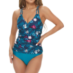 Tankini k&otilde;hukontrolliga push-up ruffled halter top &ndash; sinine S
