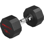 Kuusnurkne hantel 12 kg - kummikatte ja terass&uuml;damega