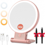 Auxmir kahepoolne LED-meigipeegel 30x suurendusega