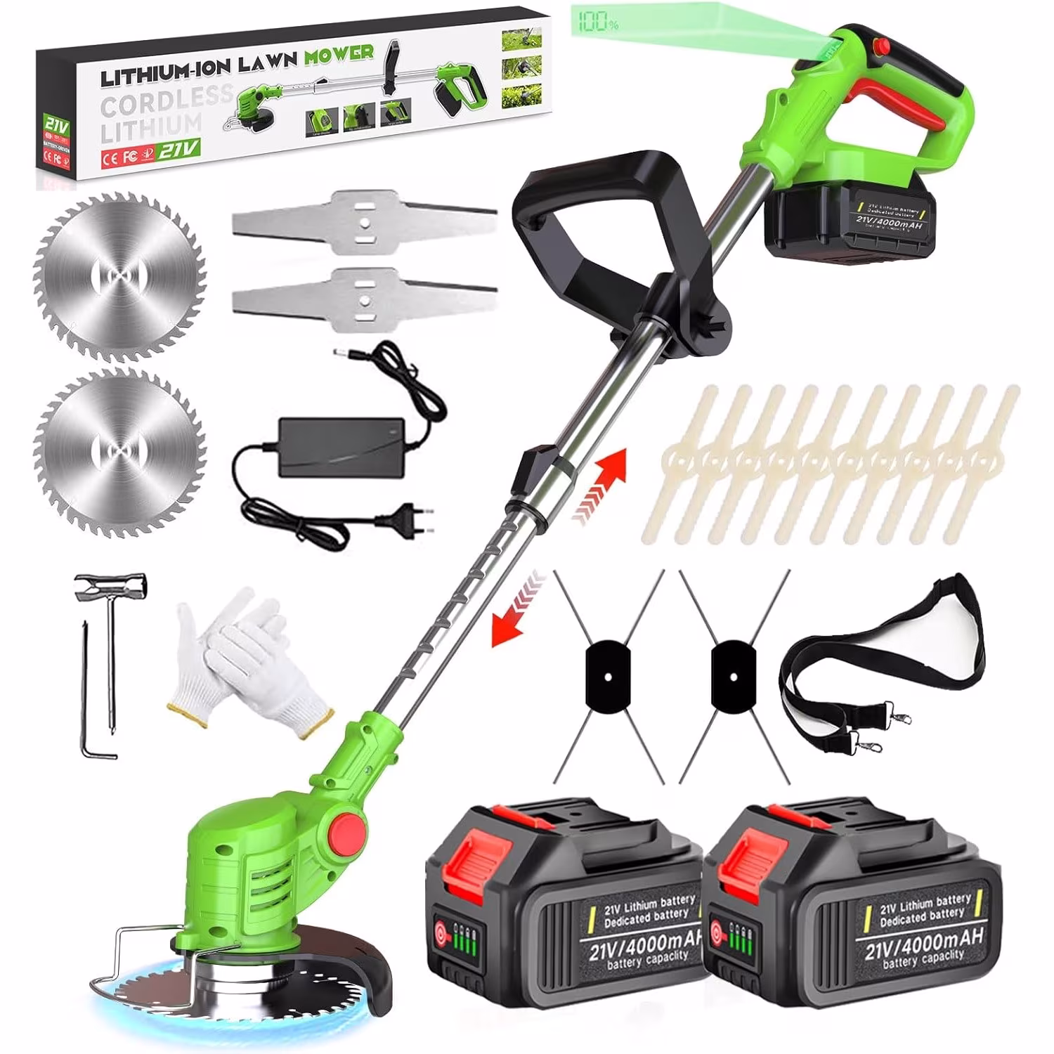 Aku murutrimmer 4-&uuml;hes Makita akudele, 21 V, roheline