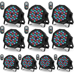 U`King LED PAR 36 LED RGB prožektorid, 10 tk komplektis