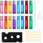 10ml rullikuga klaaspudelite komplekt (16 tk), v&auml;rviline
