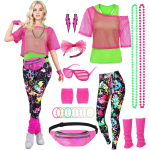 Naiste 80ndate neoonpidu kost&uuml;&uuml;mikomplekt, suurus L