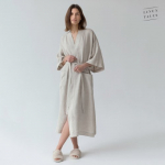 Melange Linen Summer Bathrobe Unisex Linasest l&uuml;hikeste varrukatega hommikumantel L-XL