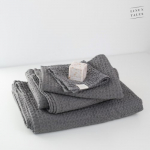 Dark Grey Linen & Cotton Honeycomb Waffle Towel 30x30cm