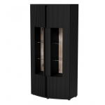 Cama MEBLE Cama 2D display cabinet MICHELLE 86x35-47xH180 black/viking oak | MICHELLE 440102 | 5903815009396