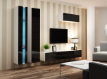 Cama MEBLE Cama Living room cabinet set VIGO NEW 1 white/black gloss | VIGO NEW1 BI/CZ