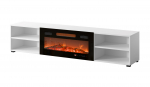Cama MEBLE RTV cabinet POLO 180x33x39 white + fireplace black | POLO 205015 | 5903815008498