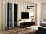 Cama MEBLE Cama Living room cabinet set VIGO NEW 2 white/black gloss | VIGO NEW2 BI/CZ