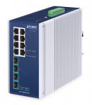 PLANET IP30 Industrial 8-Port Unmanaged Gigabit Ethernet (10/100/1000) Aluminium, Blue | 511352 | 4711605287654