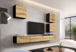 Cama MEBLE Cama living room cabinet set VIGO 22 black/wotan oak | VIGO22 CZ/W