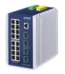 PLANET IP30 Industrial L3 16-Port Managed Gigabit Ethernet (10/100/1000) Aluminium, Blue | 511334 | 4711605287425